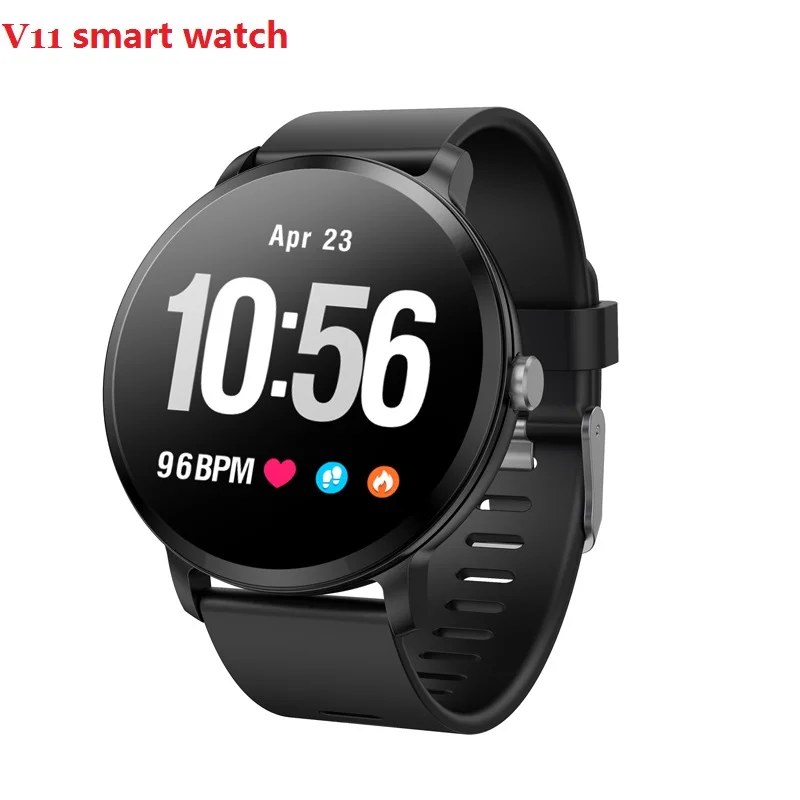 silica black V11 мужские умные часы reloj inteligente, фитнес-трекер, пульсометр, умные часы IP67, водонепроницаемые наручные часы - Цвет: silica black