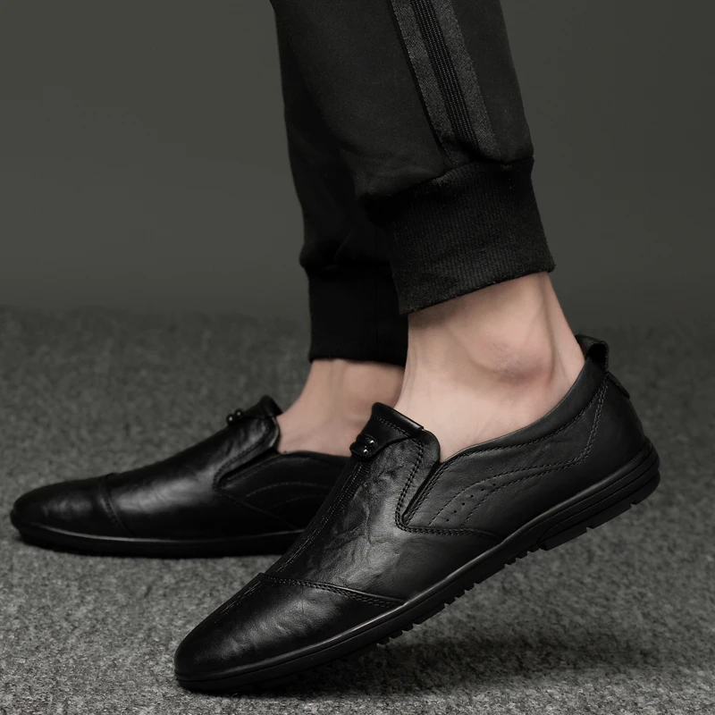 Italian Fashion Men's Casual Handmade genuine Leather Shoes slip on Business Dress Suit Men Shoe Zapatos Mujer Best Gifts a4 | Обувь