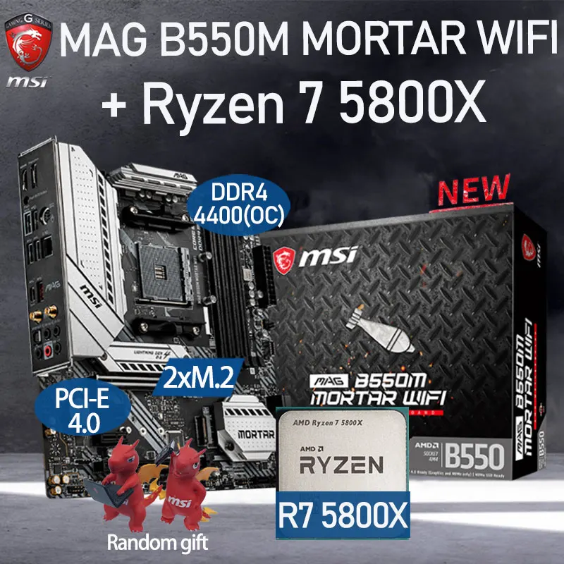 

MSI MAG B550M MORTAR WIFI Motherboard Set+AMD Ryzen 7 5800X Combo DDR4 128Gb M.2 PCI-E 4.0 GAMING Placa-mãe Kit AM4 Desktop B550