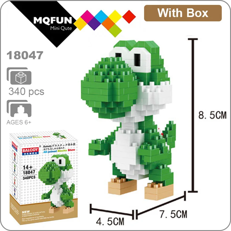 18047 With Box Balody Magic Blocks аниме мультфильм игры Йоши Супер Марио Wario мини блоки микро DIY строительные игрушки Фигурки подарки для детей - Цвет: 18047 With Box