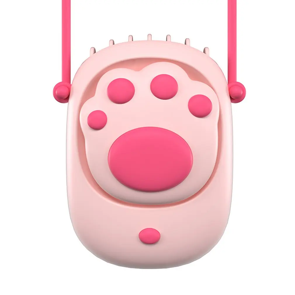

Outdoor USB Mini Fan Handheld Cooling Hanging Neck Fan Lazy Sports Portable Cartoon Bear Paw Design Desktop Hand Use