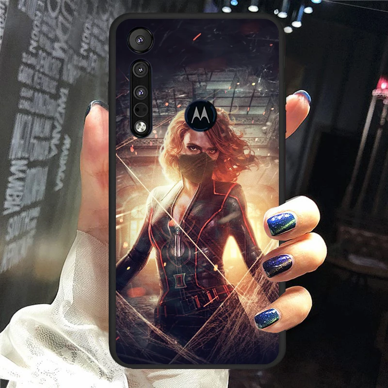 

Black Widow Marvel cool for Motorola G9 G8 G E7 E6 One Play Marco Hyper Fusion Stylus Power Edge Plus Soft Black Phone Case