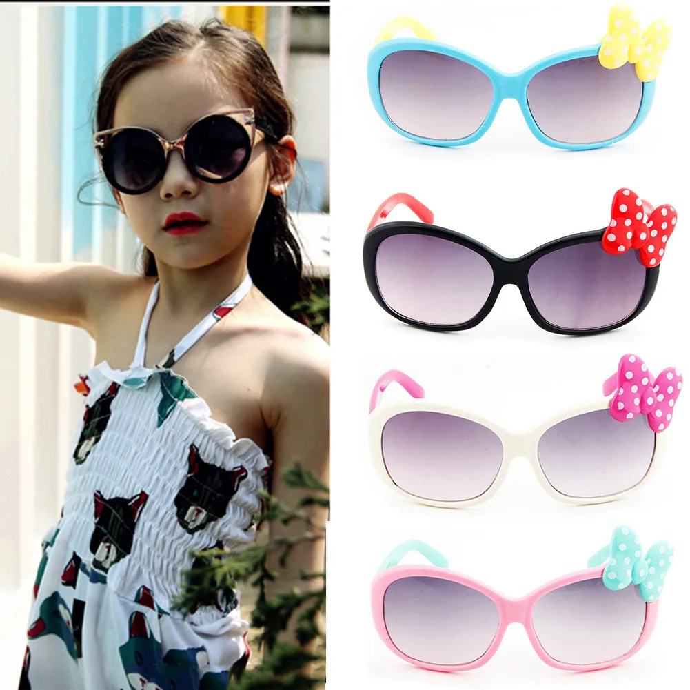 

New Cartoon Lovely Kids Sunglasses bow-knot ​Shape Frame Girls Children Sun Glasses Round Street Beat Baby Boy kawaii Eyeglass