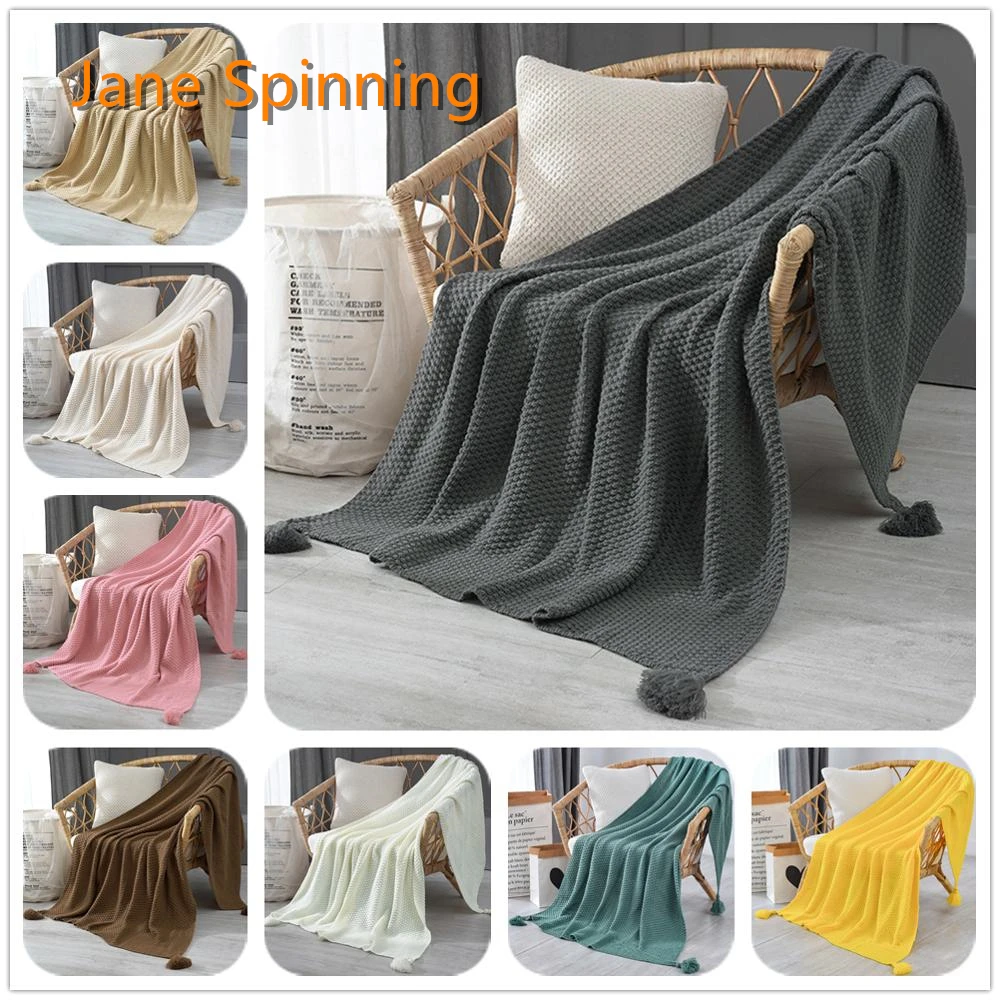 

Мягкое вязаное шерстяное одеяло Jane, одеяло с бахромой, для сна, всесезонный декор, TT05 #