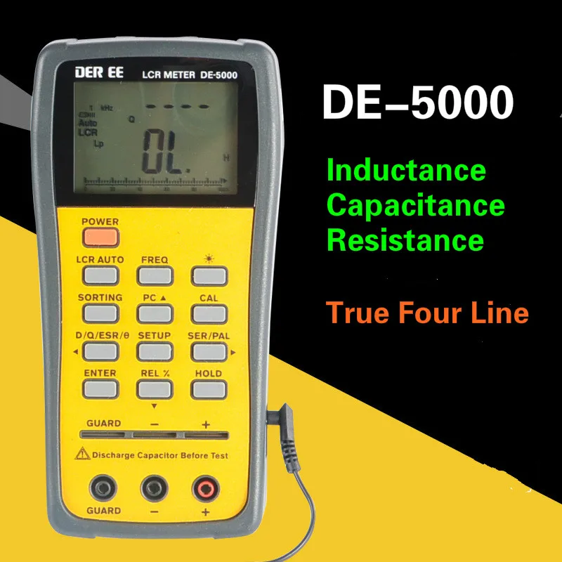 

DE-5000 True Four Line Digital LCR Bridge Meter Multimeter High Precision Inductance Capacitance Meter Resistance Tester