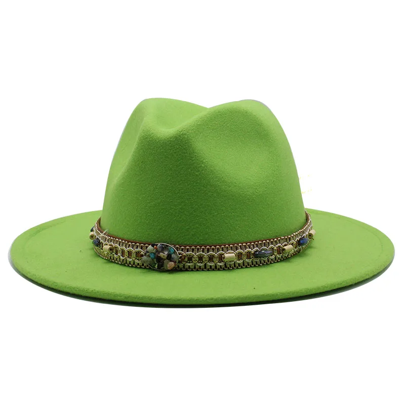 Женская/Мужская шерстяная фетровая шляпа с широкими полями в стиле ретро |