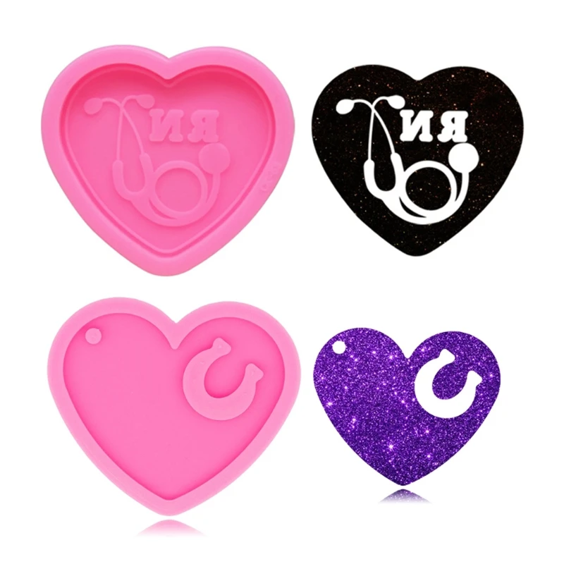 

3/4 Pcs Love Heart Keychain Epoxy Resin Mold Jewelry Pendants Silicone Mould DIY Crafts Decorations Ornaments Casting Tools