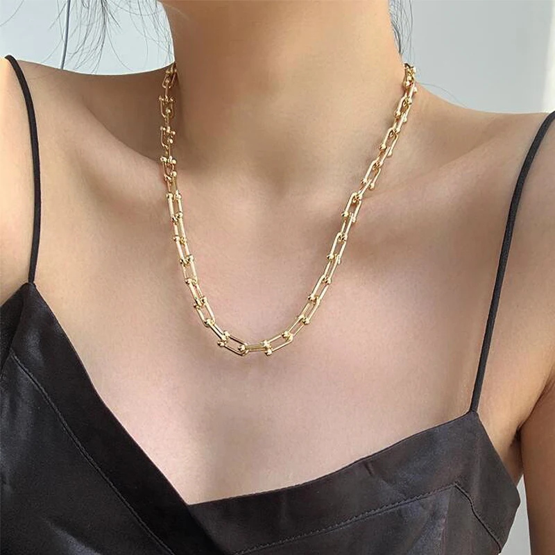 

Punk Chain Choker Necklace For Women Collar Statement Neck Gold Color Goth Chunky Thick Chain Necklaces Grunge e girl Steampunk