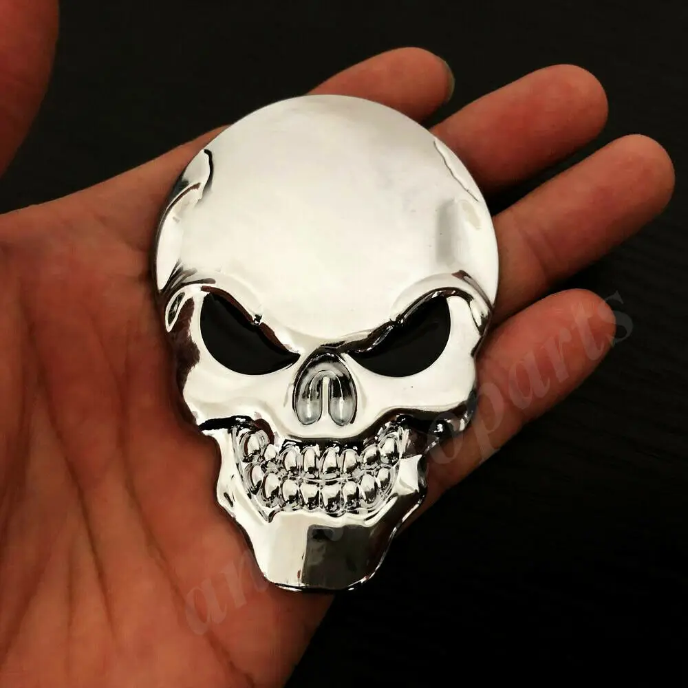 3D большой хромированный металлический череп скелет Evil Bone эмблема автомобиля