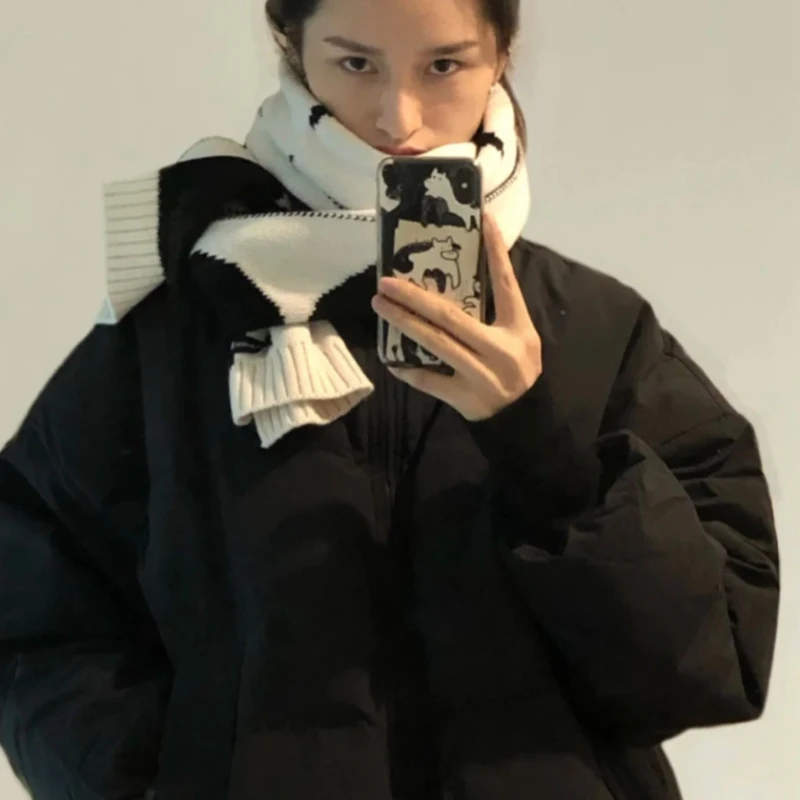 

Winter Pashmina Shawl Wrap Contrast Color Circle Print Reversible Long Scarf D08E