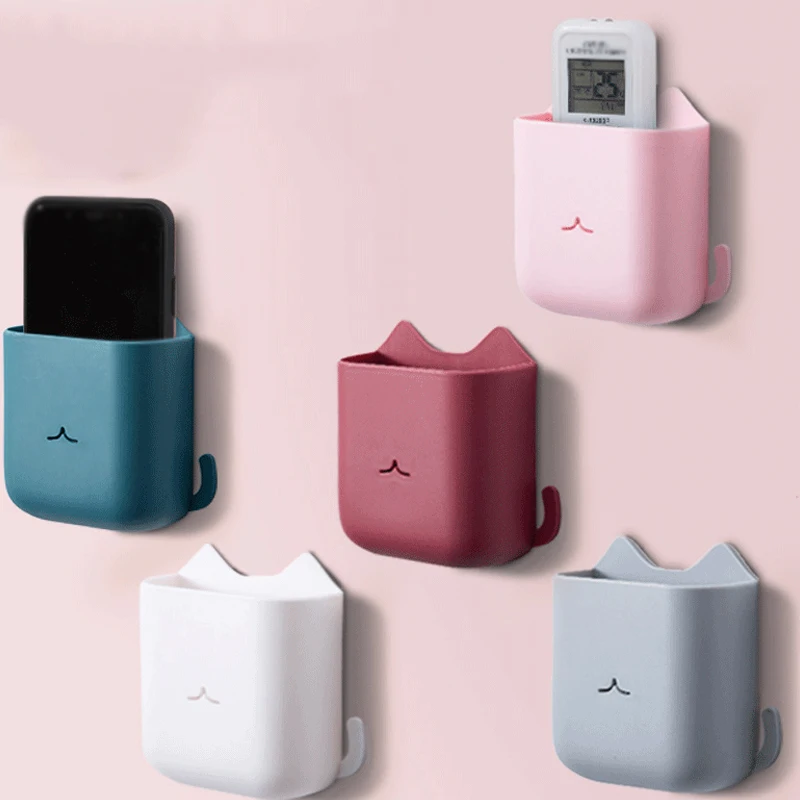 

1pcs Multifunctional Punch-free Wall Mounted Mini Rack Mobile Phone Remote Control Storage Box Charging Box Bracket Stand Holder