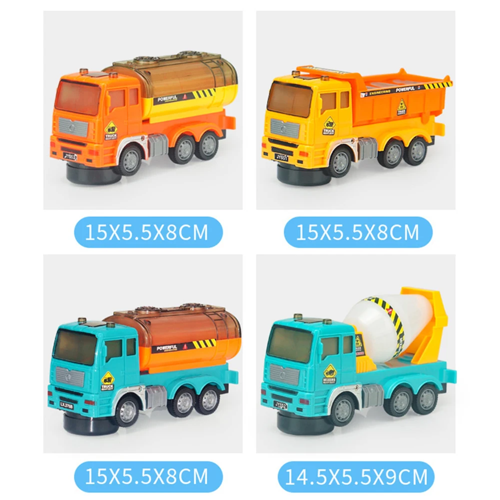 1:43 Diecast Engineering Toy Multi-directional Lighting Oil Tanker Loader Mixer Truck Model Kids Electric Car Toy