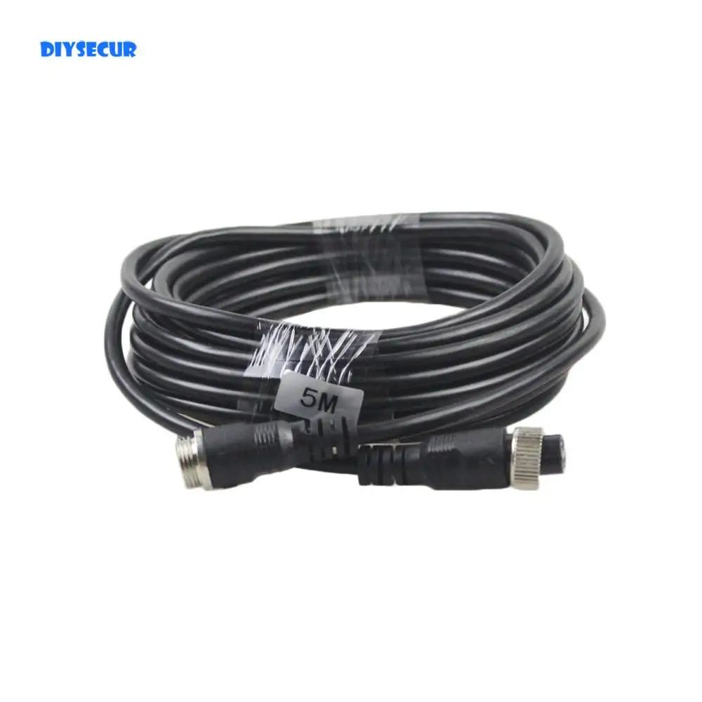 

DIYSECUR 5 Meters Waterproof 4pin Connectors Extension Cord Video / Signal Cable for Bus / Truck / Car Reversing System