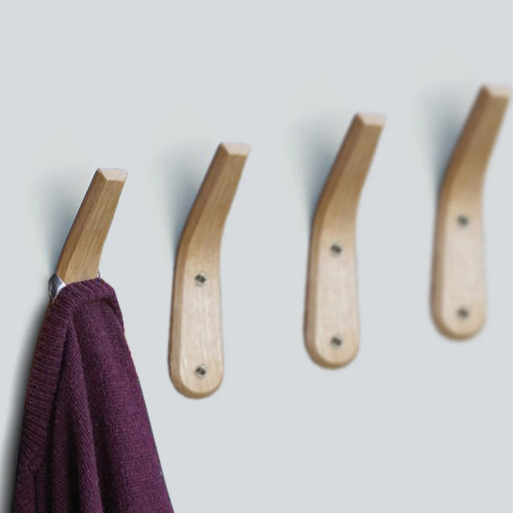 

4pcs Hat Modern Clothes Hanger Door Back Wooden Coat Hooks Bedroom Bags Home V Shape Keys Wall Mounted Storage Rack Crafts Towel