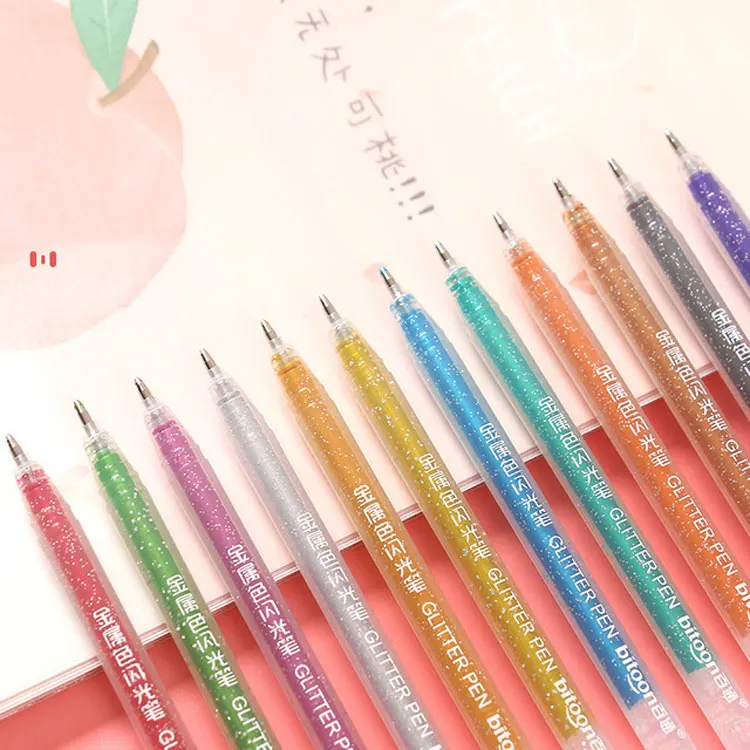 12 farben Highlighter Pen-Set Nette Glitter Farbe Gel Stift Malerei Schreiben Werkzeug Für Mädchen Kinder Geschenke DIY Schule Kunst schreibwaren – Detail 8
