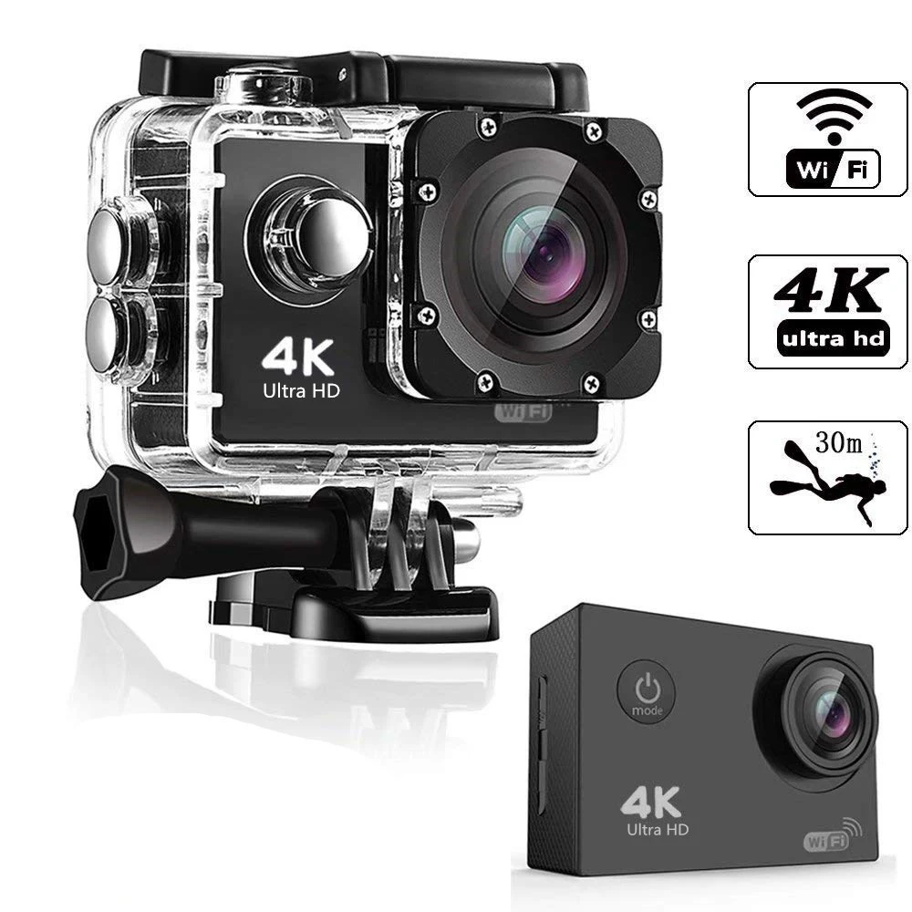 Экшн-камера 4K с Wi-Fi Full HD 1080p водонепроницаемая камера для подводной видеосъемки