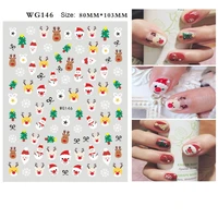 christmas cartoon nail art decals decoration self adhesive nail art stickers manicure design white snow sticker for nail design