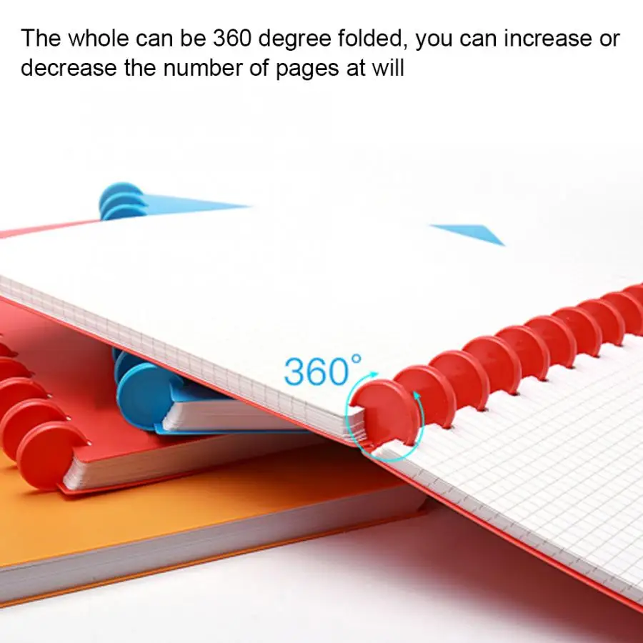 Portable A5 Mushroom Hole Binder Refillable Writing Paper Notebook Office School Supplies 360 degree folded notebook