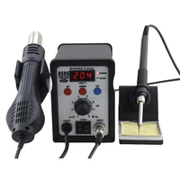 free shipping 2 in 1 rework station 8586 digital constant temperature adjustable electric soldering iron kit with heat gun 700w