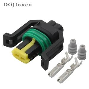 1/5/10/20/50 Sets 2 Pin Automobile Fuel Injector Black Socket Waterproof Wiring Female Connector Sheath DJ7027YA-1.5-21
