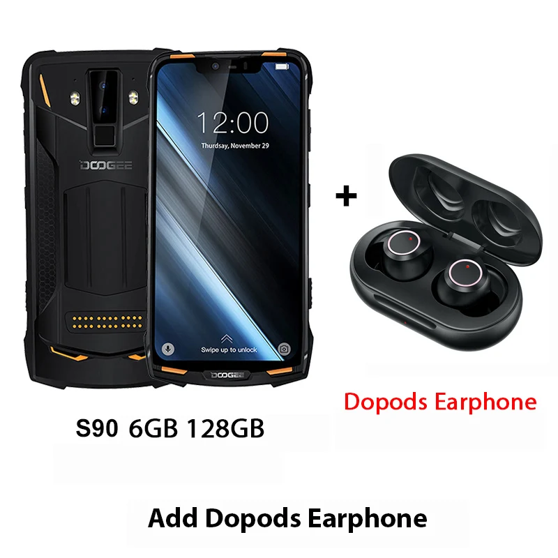 Add Dopods DOOGEE S90 Helio P60 модульный прочный смартфон Восьмиядерный NFC 6,18 FHD+ Android 8,1 6 ГБ 128 ГБ 16 МП камера 4G мобильный телефон - Цвет: Add Dopods