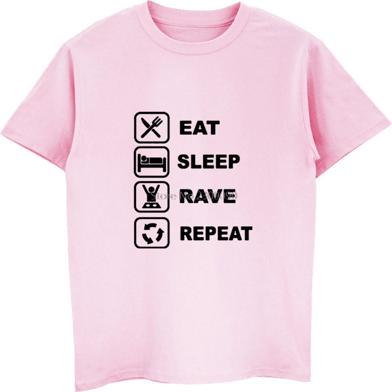 Футболка хлопковая с коротким рукавом и надписью Eat Sleep Rave Repeat | Мужская одежда