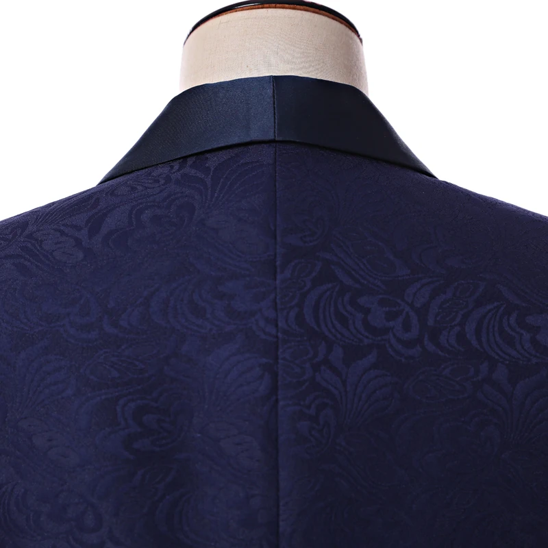 

Real Photo Navy Paisley Mens Suits Groom Tuxedos Groomsmen Wedding Party Dinner Best Man Suits (Jacket+Pants+Bow Tie) W:60