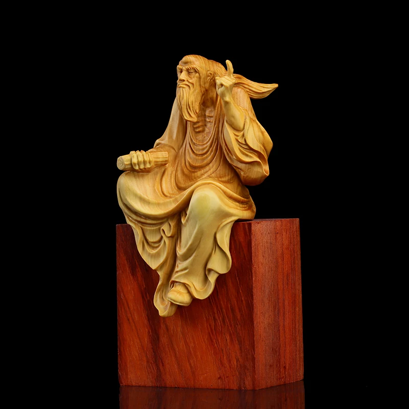 Laozi резьба из самшита фигурки лаози даосизма декор стен украшения для дома по