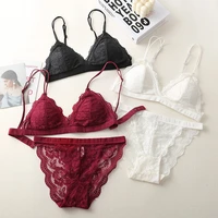 sexy women bra sets lace backless lingerie ultra thin briefs seamless underwear pads bralette hollow panties female intimates f
