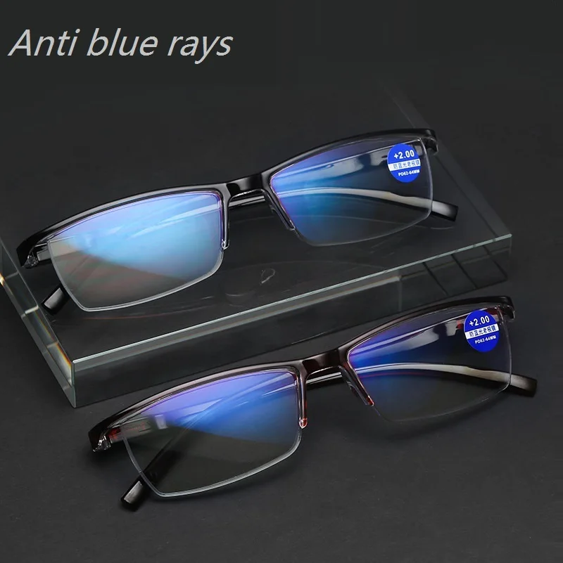 

Half Frame Reading Glasses Men's Presbyopia Men Women Vintage Semi Rimless Integrated Anti blue ray 1.0 1.5 2.0 2.5 3.0 3.5 4.0