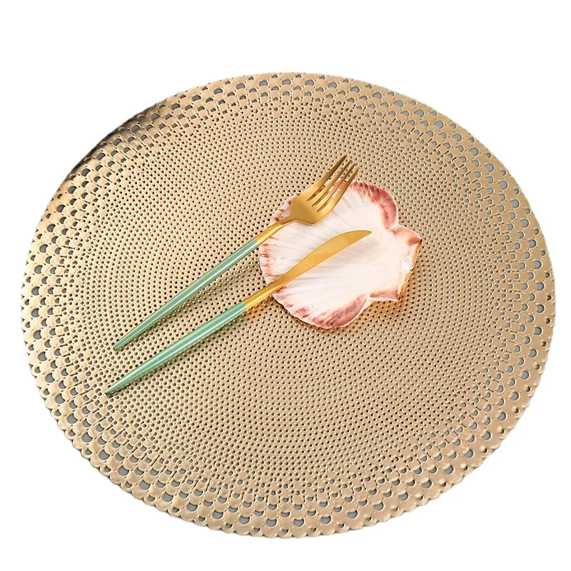 

6/4pcs Set Leaf Placemats Restaurant Round Hollow Meal Pads Anti-hot Dining Table Wheat Ears Mats Set Weave Pattern Tablemat