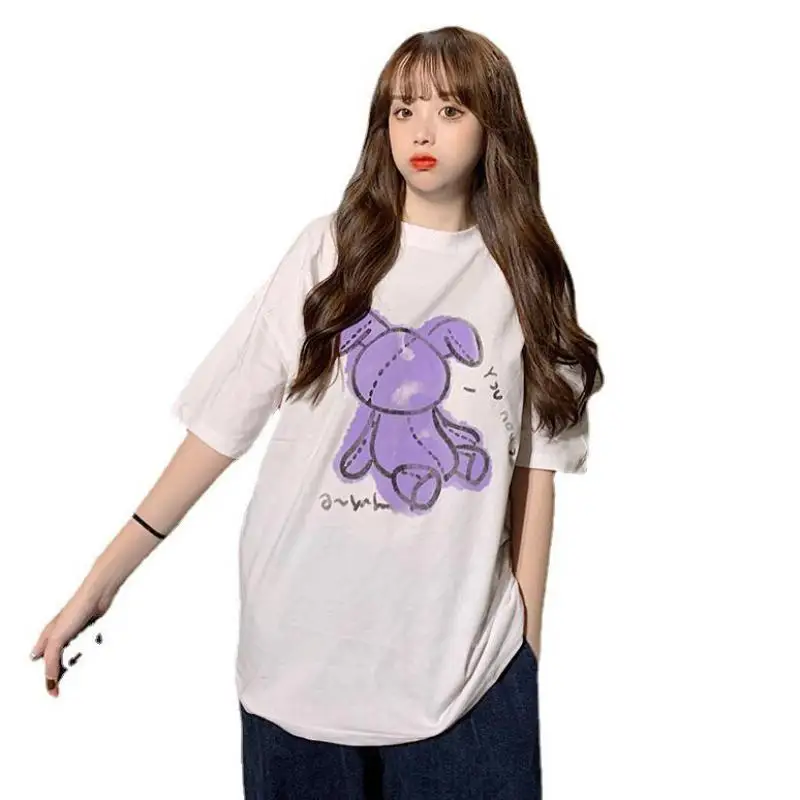 

Cute Cartoon Bear Tshirt Tops Summer Casual Oversized Women T-shirts Ulzzang Hip Hop Streetwear Harajuku Short Sleeve Tshirt