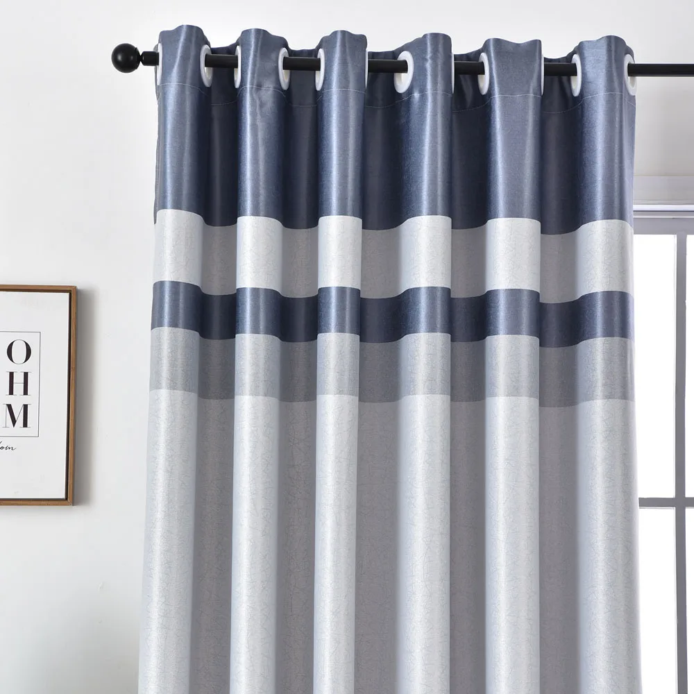 Детские короткие шторы для люверсов простые современные полосатые плотные окон