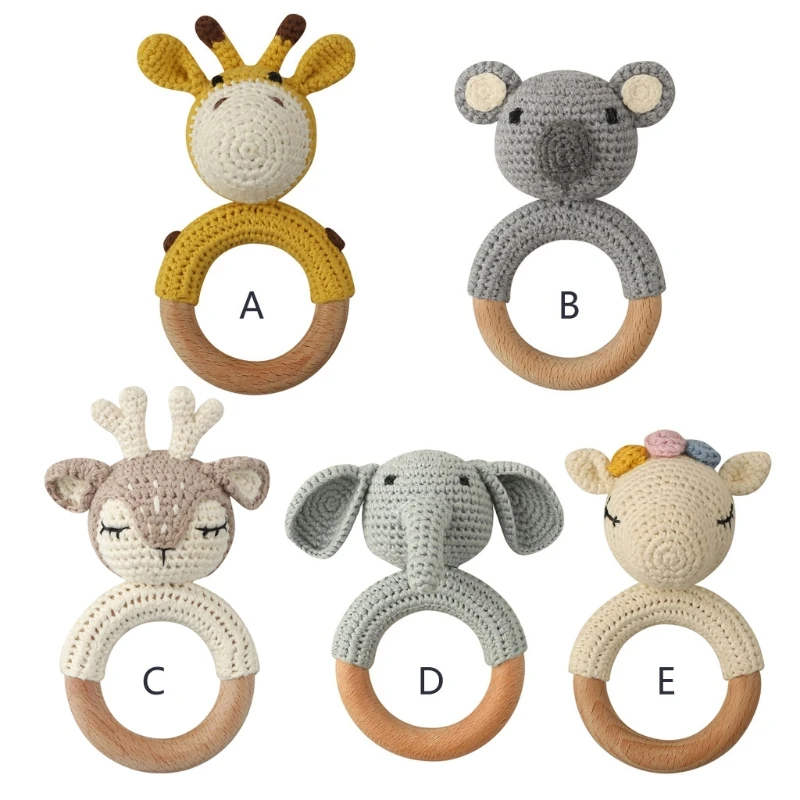 

1pc Baby Rattle Safe Wooden Toys Mobile Pram Crib Ring DIY Crochet Rattle Soother Bracelet Teether Set Baby Product