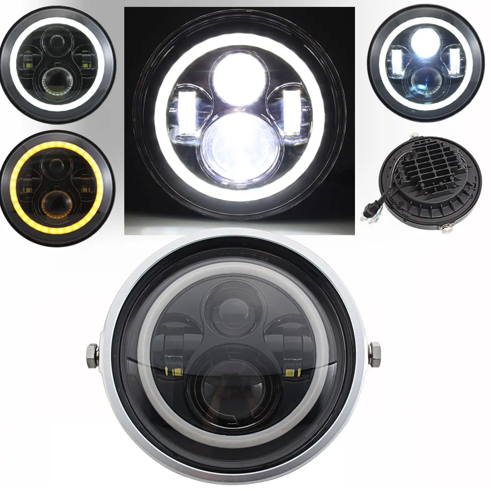 

Motorcycle Front Headlight LED Full Angel Eye Head Lamp High /Low Beam DRL Light Fit For HARLEY Sprotster