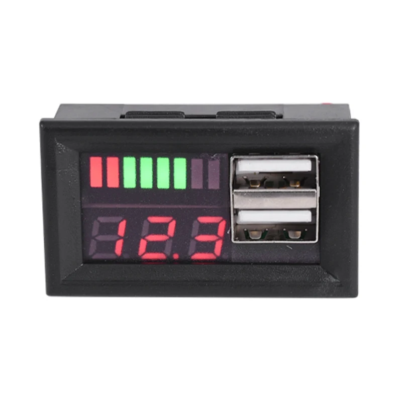 

GTBL Red Led Digital Display Voltmeter Mini Voltage Meter Volt Tester Panel for Dc 12V Cars Motorcycles Vehicles Usb 5V2a Output
