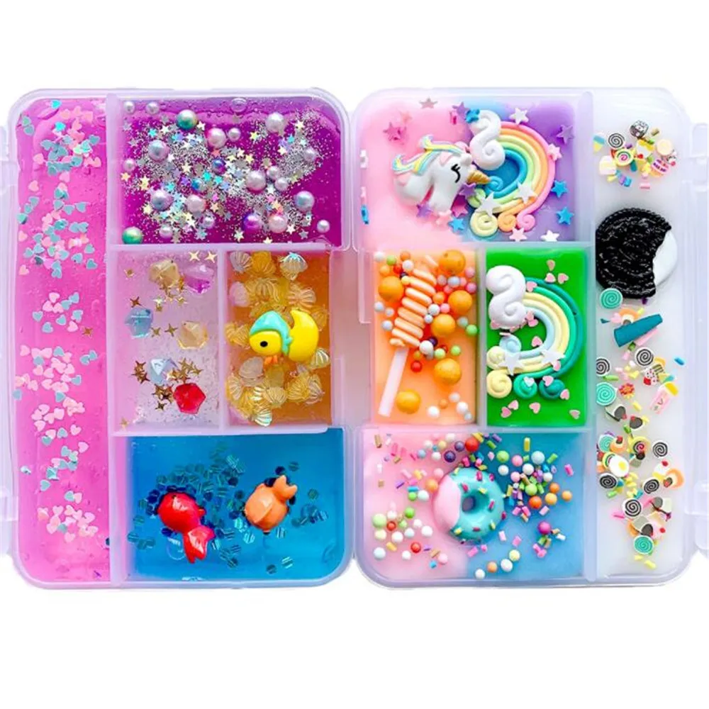 Разноцветный смешанный слайм Единорог DIY Радужный Сжимаемый антистресс детский