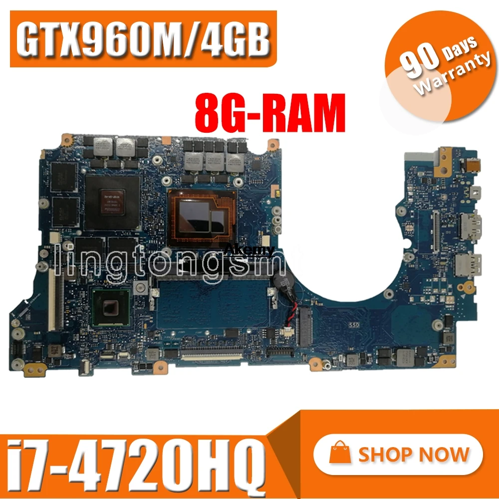 N501JW G501JW ноутбук материнская плата ASUS ROG N501J G501J UX501J UX50JW FX60J материнская плата i7-4720HQ 8GB-RAM GTX960M/4 ГБ