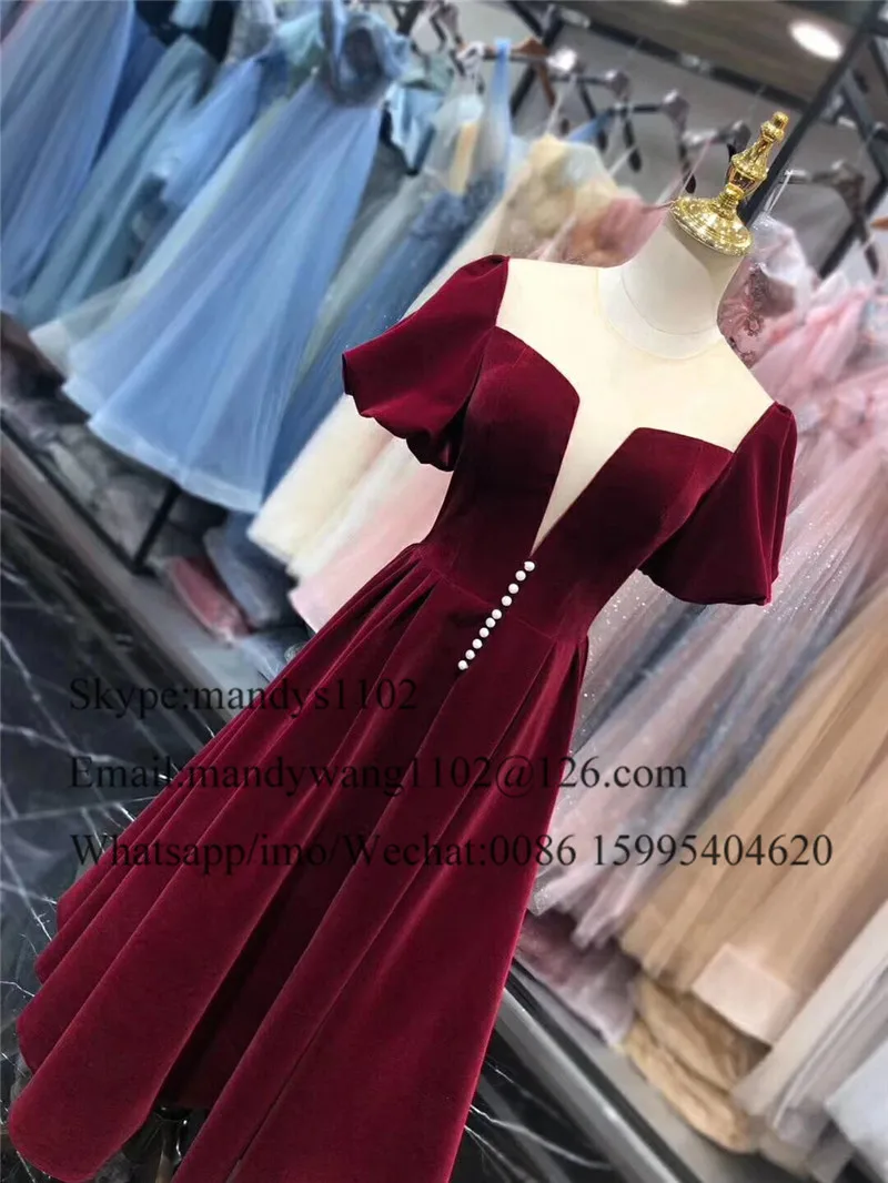 Mbcullyd прозрачное с О-образным вырезом бордовый вечернее платье Рубашка короткими
