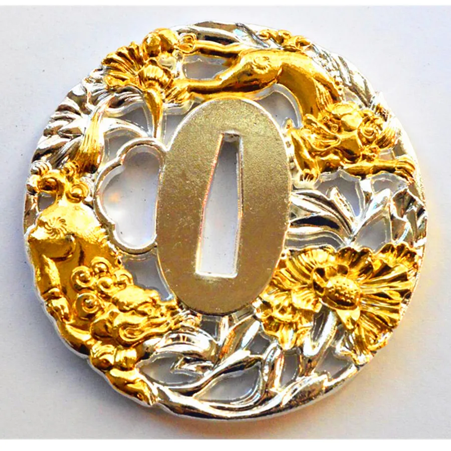 High Quality Alloy Tsuba Guard For Japanese Sword Samurai Katana W Flower Lion Beautiful | Swords