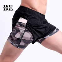 2021 new sports shorts men stretch fast dry fake two fitness shorts outdoor training track and field running shorts two layers