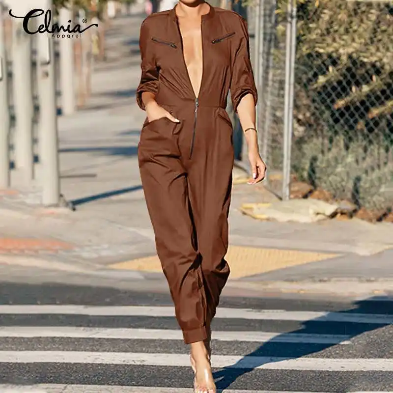 Элегантные Комбинезоны для женщин v-образным вырезом и завышенной талии 2021 Celmia