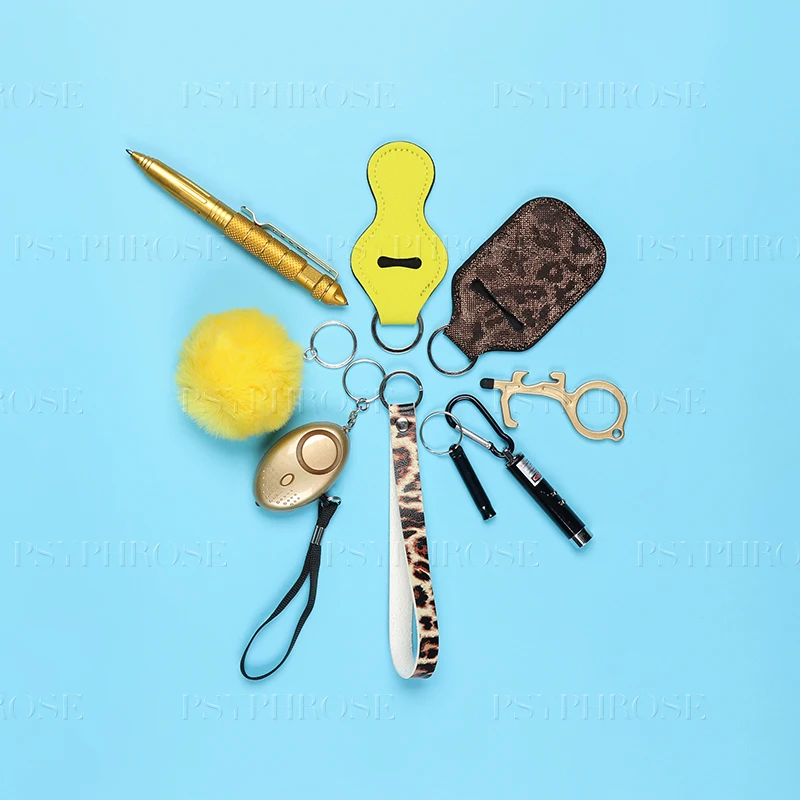 

Mother's Day Gift Self Defense Ring Keychain For Women Scream Loud Defense Alarm 130dB Personal Defence Key Chain Set Armas