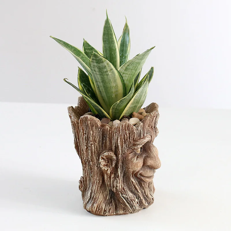 Strongwell Винтаж имитация старая голова цветочный горшок контейнер сада дерево