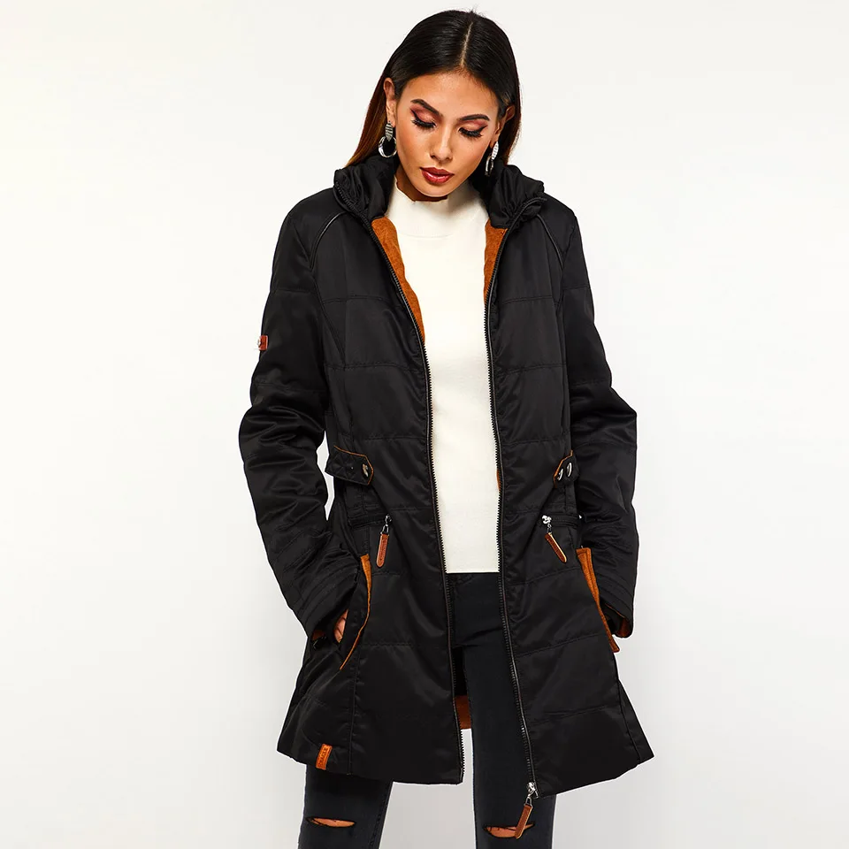 Sisjuly Women Coats Casual Winter Warm Black Gothic Slim Turtleneck Zipper Solid Pocket Jacket Female Quilted coat(size small