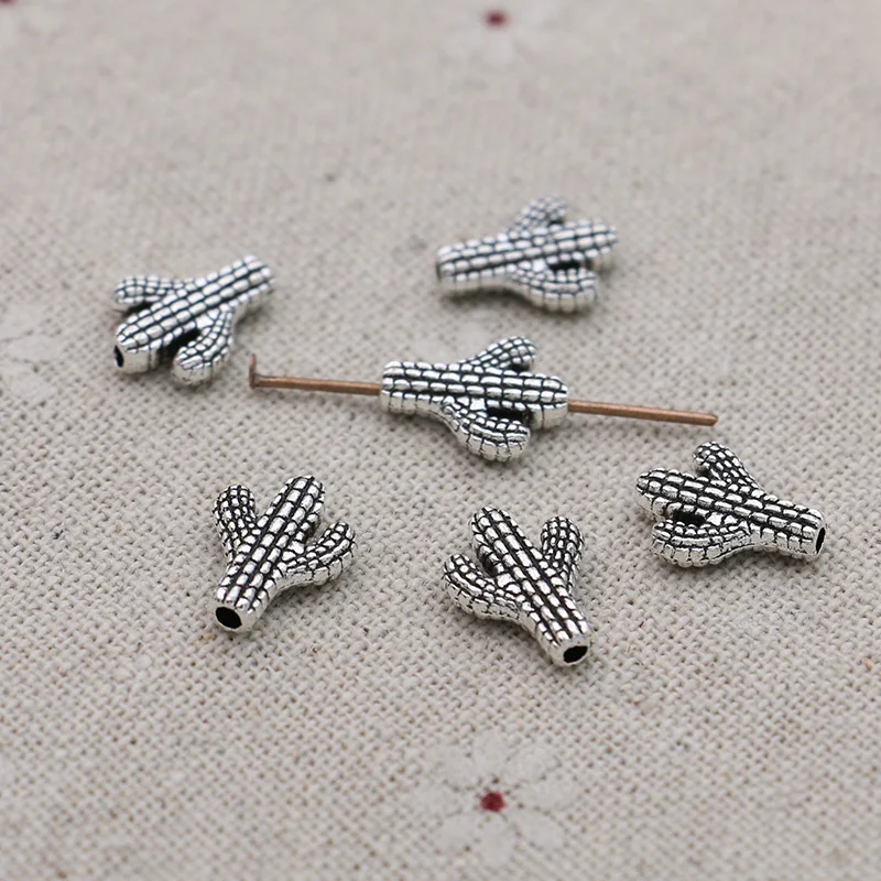 15pcs/lot Antique Silver Plated Cactus Loose Spacer Beads for Jewelry Making Bracelet DIY Findings 12x10mm images - 6