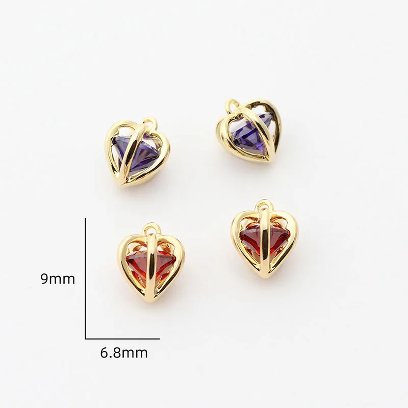 Подвески из латуни с покрытием золотом 24 карата цирконом в форме сердца для