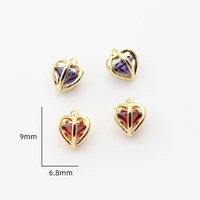5pcs24k gold color plated brasswith zircon love shape charms pendants jewelry making supplies diy accessories