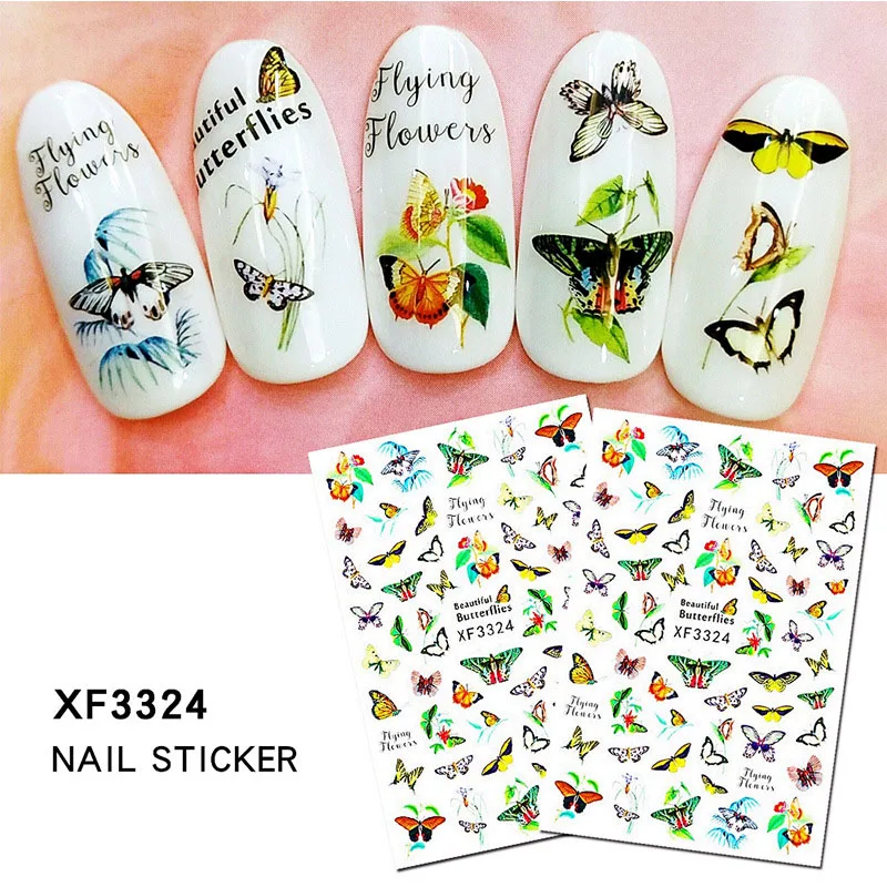 3D красочные Silder рисунки бабочек Nail Art Наклейки водяной знак DIY Советы наклейки для