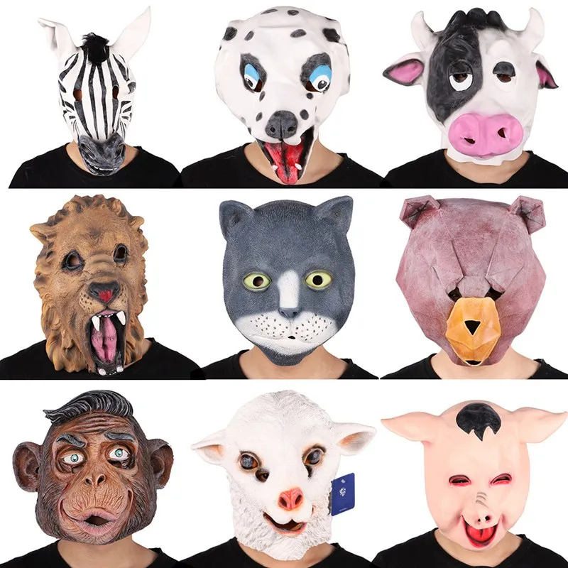 Страшная лошадь тигр собака резиновая маска животного латексные Вечерние Маски
